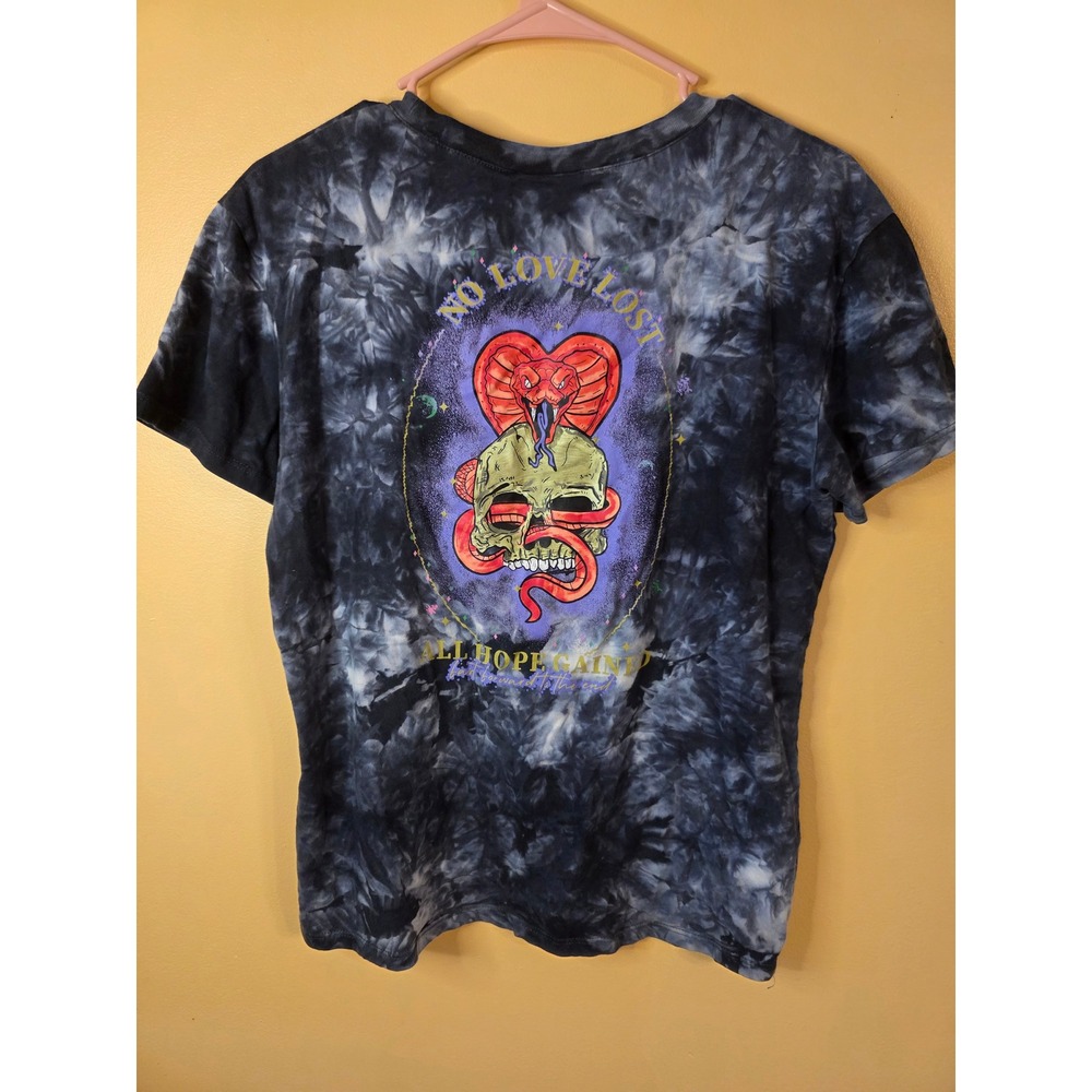 Empyre No Love Lost Skull Cobra Tie Dye Graphic Tee Shirt Black Grey Medium